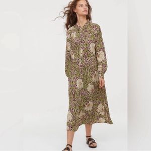 Morris & Co X H&M Floral Print Button Down Midi Dress Sz 8